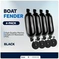 thumbnail image 2 of Five Oceans 4-Pack Boat Fenders - 4.5 x 16-Inch, Black - Boat Bumpers for Docking - 4 Ropes Lines 3/8-Inch x 5-Ft - Inflator Pump and 4 Needles for Pontoon Fishing Bass Sport Boats Sailboats - FO4537, 2 of 7