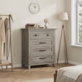 thumbnail image 6 of Dresser for Bedroom, 4-Drawer Chest of Drawers, Wooden Storage Dresser with Large Drawers for Living Room, Gray, 6 of 8
