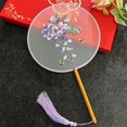 thumbnail image 2 of TNOBHG Chinese Style Fan Chinese Hanfu Round Fan Vintage Handmade Embroidered Flower Pattern Handheld Fan with Tassel Pendant for Wedding Special Occasions, 2 of 8