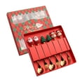 thumbnail image 4 of Juego de cubiertos de Navidad de 6 piezas, cucharas de postre de acero inoxidable, tenedores, juego de cubiertos para boda, restaurante, postre de uso Estilo C Soledad cucharas de postre tenedores, 4 of 10