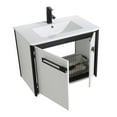 thumbnail image 3 of Fine Fixtures Oakville 30 in. W x 18 in. D x 33 in. H Wall Mounted Bathroom Vanity in Matte White with White Ceramic Sink - Black hardware, 3 of 8
