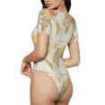thumbnail image 3 of The Xecao Vintage World Map1 Women's Crew Neck Body Suit, a short-sleeved bodysuit and basic swimsuit, both comfort and style for dating and daily life, 3 of 9