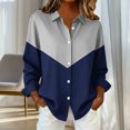 thumbnail image 4 of YUGYXL Women's Button Down Shirts Long Sleeve Trendy Printed Blouses Casual Loose Lapel Collar Tops Fall Fashion Outfit Navy Sweatshirt XXXXXL, 4 of 6
