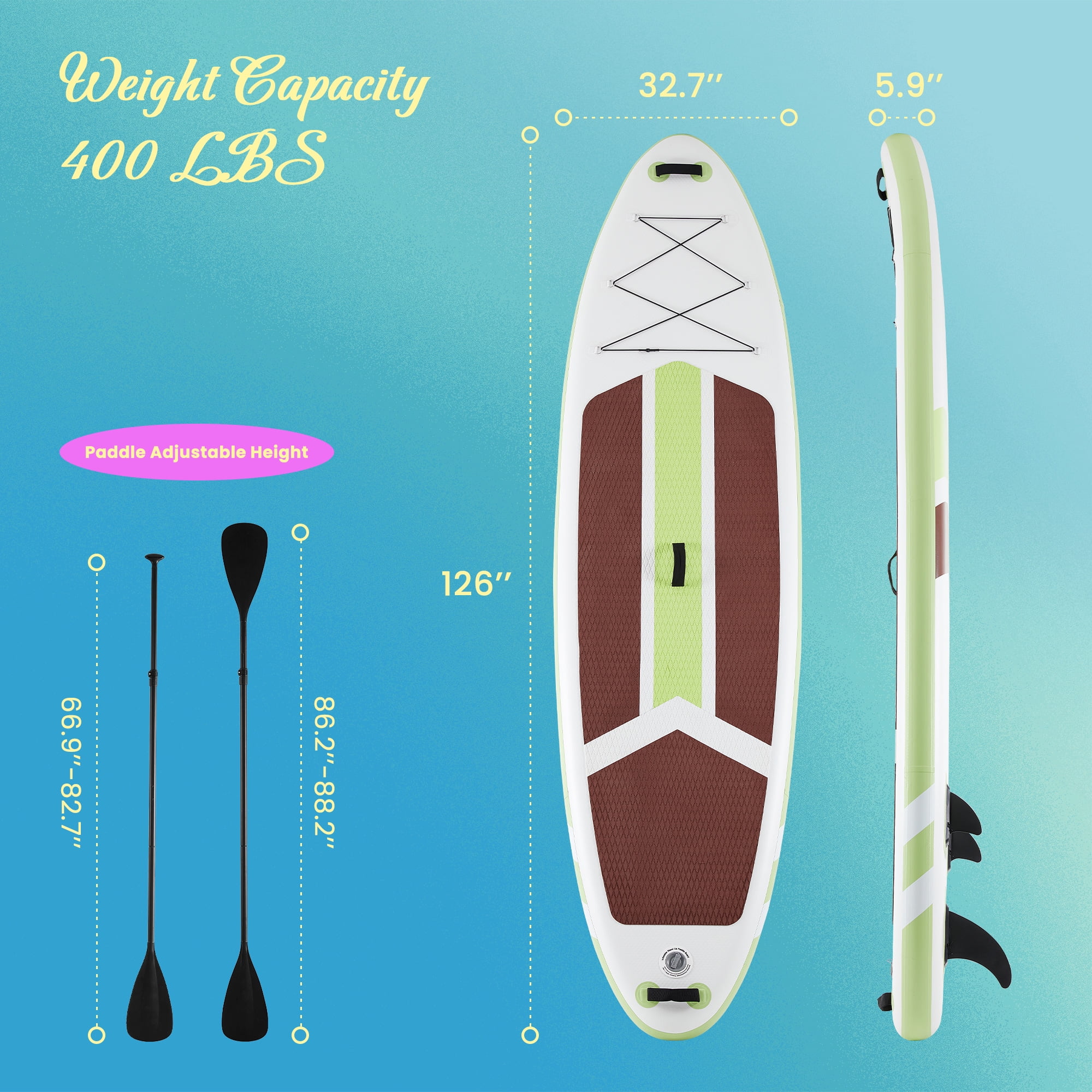 MCQ Inflatable Stand Up Paddle Board Durable Advanced Material and Complete SUP Accessories Non-Slip Deck, ﻿Brown and Gray