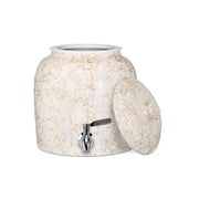 Geo Bottles Sports Porcelain Ceramic B.P.A. & Lead Free Crock Water Dispenser, Stainless Steel Faucet with Included Lid