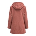 thumbnail image 6 of Jovrlynd Womens Trench Coat Long Sleeve Button Suede Winter Hooded Overcoats Trendy Long Jacket with Pockets, S-2XL, 6 of 7