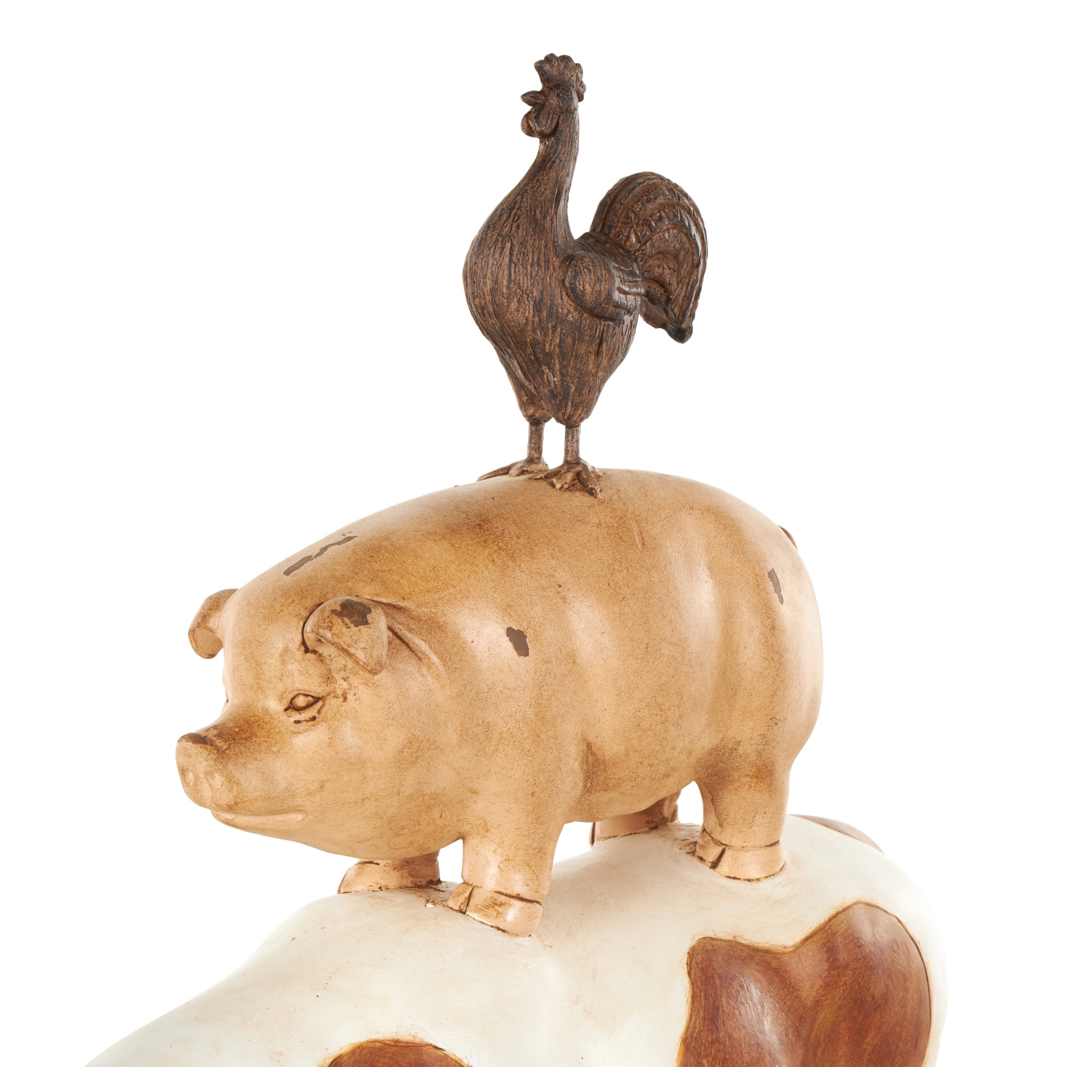 15" x 17" Multi Colored Resin Stacked Farm Animals Sculpture, by DecMode