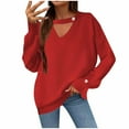 thumbnail image 2 of WXLWZYWL Womens Sweaters Winter Solid Sweater Tops for Women Casual Cozy Crewneck Sweaters Trendy Comfortable Long Sleeve Blouses, 2 of 6