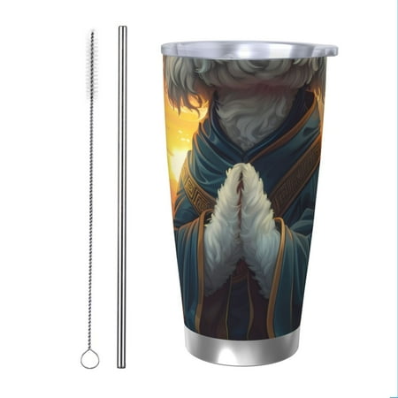 

Bingfone Sunset Meditating Bichon Frise for 20 Oz Stainless Steel Travel Mug Double Wall Water Coffee Cup for Home Office Outdoor Works Great for Ice Drinks and Hot Beverage-Straw Two-piece Set