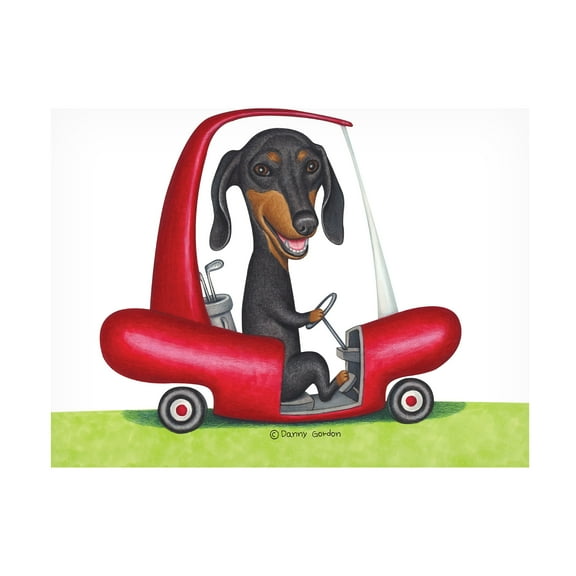Danny Gordon Art 'Black Dachshund in Golf Cart' Canvas Art