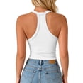 thumbnail image 4 of Women's Tank Tops with Built in Bras V-Neck Cami, Ribbed Polyester Bra Tank Camisoles for Layering 1 Pcs White M, 4 of 6
