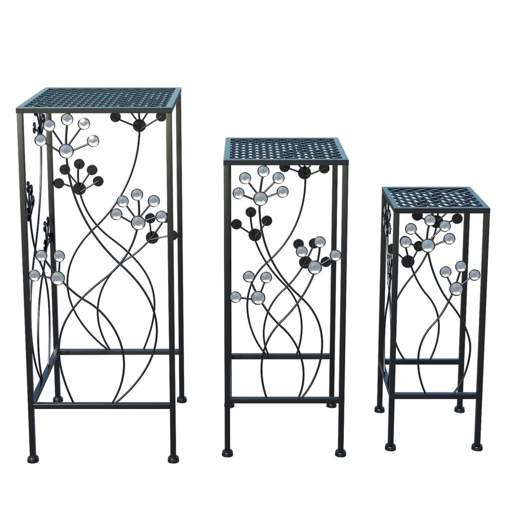 Kepooman Modern Square Metal Plant Stand for Indoor and Outdoor, 3