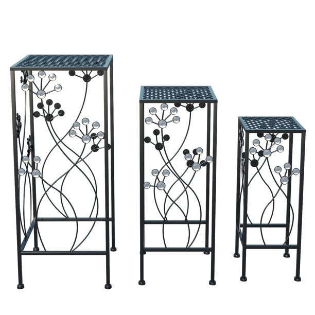 Kepooman Modern Square Metal Plant Stand for Indoor and Outdoor, 3