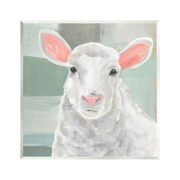 Stupell Industries Happy Lamb Portrait Animals & Insects Painting Unframed Art Print Wall Art, 12 x 12