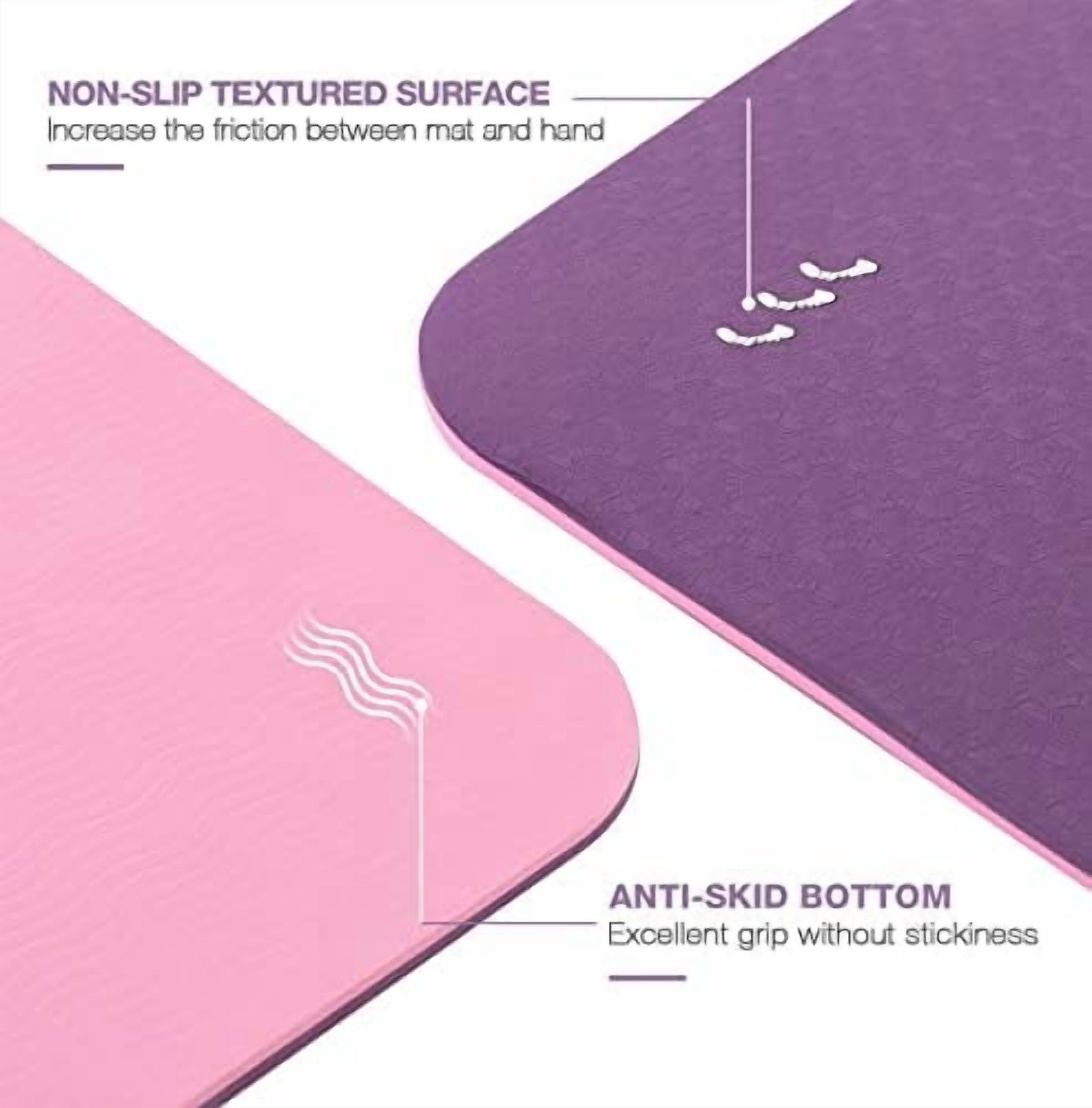 Yoga Mat Non Slip, Pilates Fitness Mats, Eco Friendly, Anti-Tear 1/4" Thick Yoga Mats for Women, Exercise Mats for Home Workout with Carrying Sling and Storage Bag Orchid & Pink,72"x24"