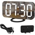 thumbnail image 1 of Reloj despertador digital, reloj despertador con espejo de pantalla grande LED de 6,5 pulgadas con modo de atenuación, brillo ajustable, 2 puertos de carga USB, negro, 1 of 5