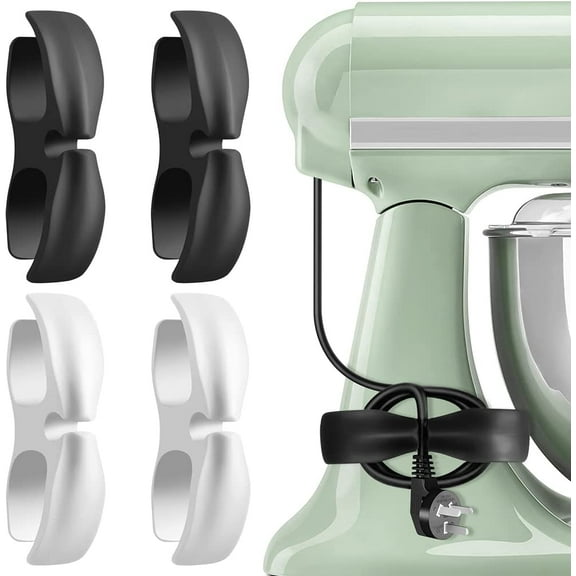 Cord Organizer for Kitchen Appliances 4 Pack Cord Winder Cord Wrapper Power Cord Holder Upgraded Adhesive Stick on Cord Keeper Cable Wrap for Appliances （2Black 2White）,