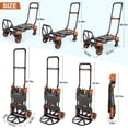 thumbnail image 2 of 330 lb folding hand truck heavy duty搬运, convertible four wheel and two wheel hand truck, with telescoping handle, for moving office cart (orange), 2 of 4