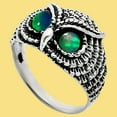 thumbnail image 5 of Owl - Ethiopian Opal 925 Sterling Silver Ring s.9 Jewelry R-1022 AGR1021_E_9, 5 of 6