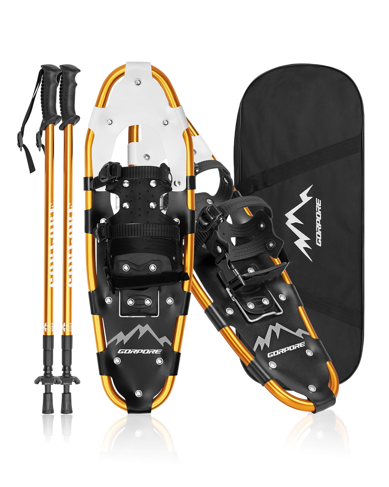INHE Heel Lift Design 21/25/27/30 Inches Snow Shoes for Women Men Girls Boys Kids Aluminum Terrain Lightweight Snowshoes with Trekking Poles and Carrying Tote Bag 
