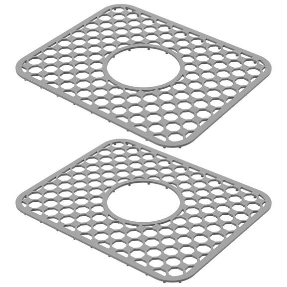 2 Pcs Silicone Sink Mat with Middle Hole Nonslip and Heat Resistant Kitchen Sink Protector Mat for Kitchen Dishwasher Safe 34.5x28.6cm