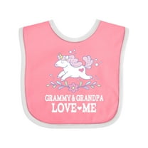 Inktastic Grammy and Grandpa Love Me Grandchild Unicorn Girls Baby Bib