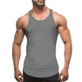 thumbnail image 2 of Hessimy Men Sleeveless T Shirt Workout Cut Off Shirts Athletic Muscle Gym T Shirts Solid Round Neck Tank Tops(Grey,S), 2 of 5