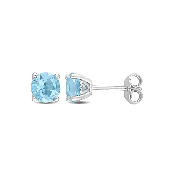 2.00 Carat (Ctw) Blue Topaz Solitaire Stud Earrings in Sterling Silver (6mm)