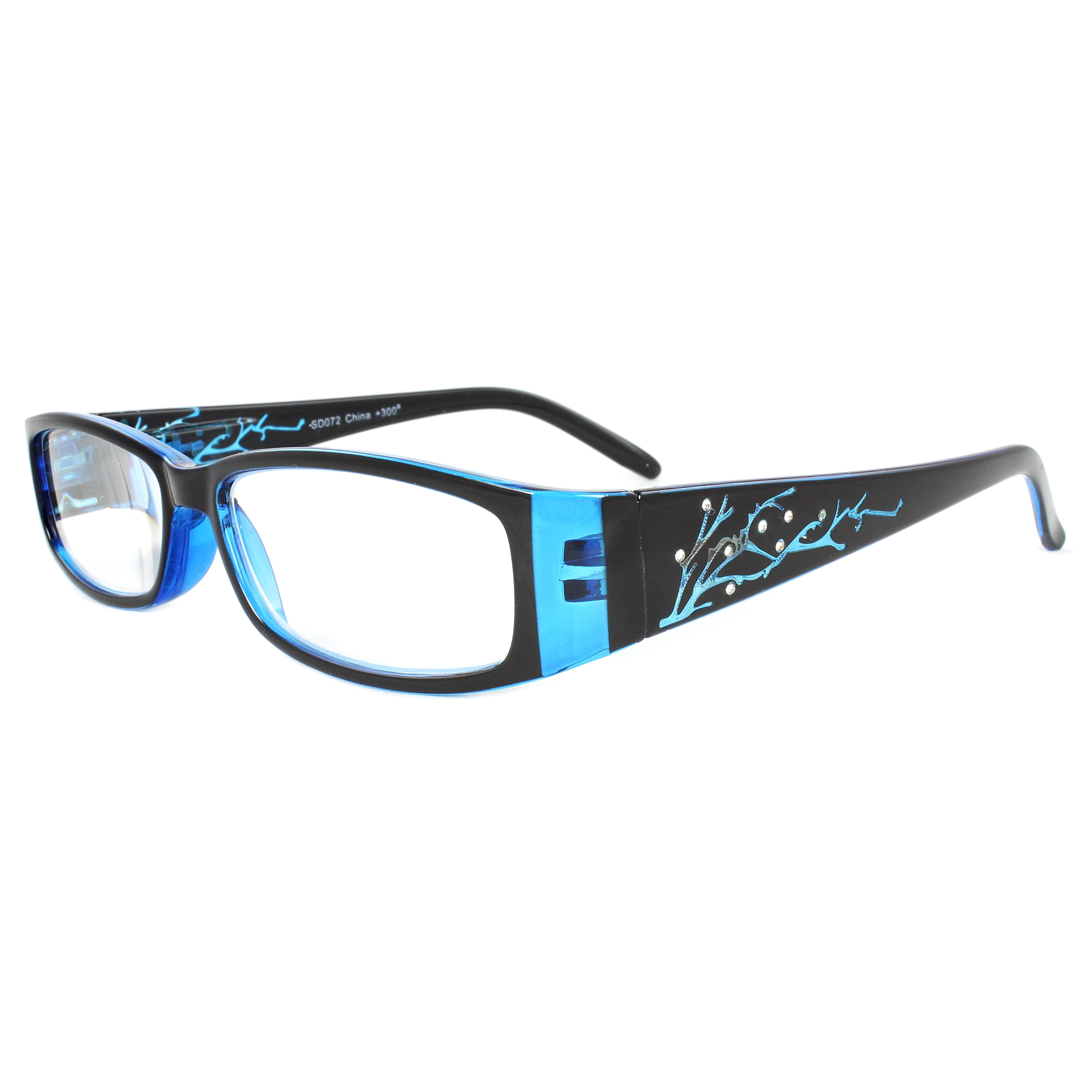 Rectangle Fashion Reading Glass Blue Frame with Power vision + 3.00 for Women and Men