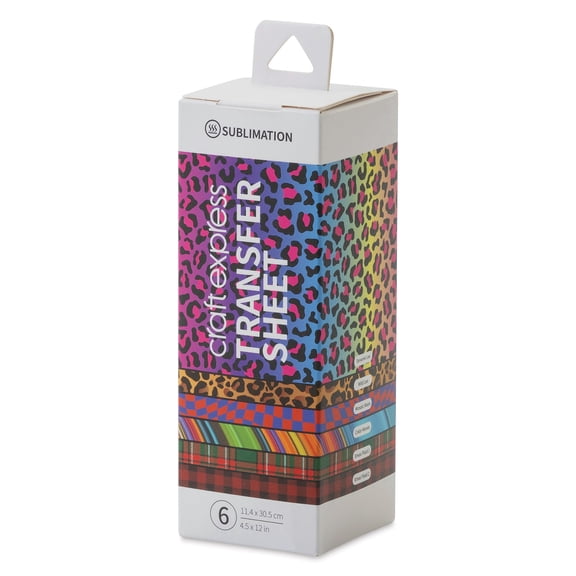 Craft Express Sublimation Pattern Transfer Sheets - Assorted 2, 4-1/2" x 12", Pkg of 6