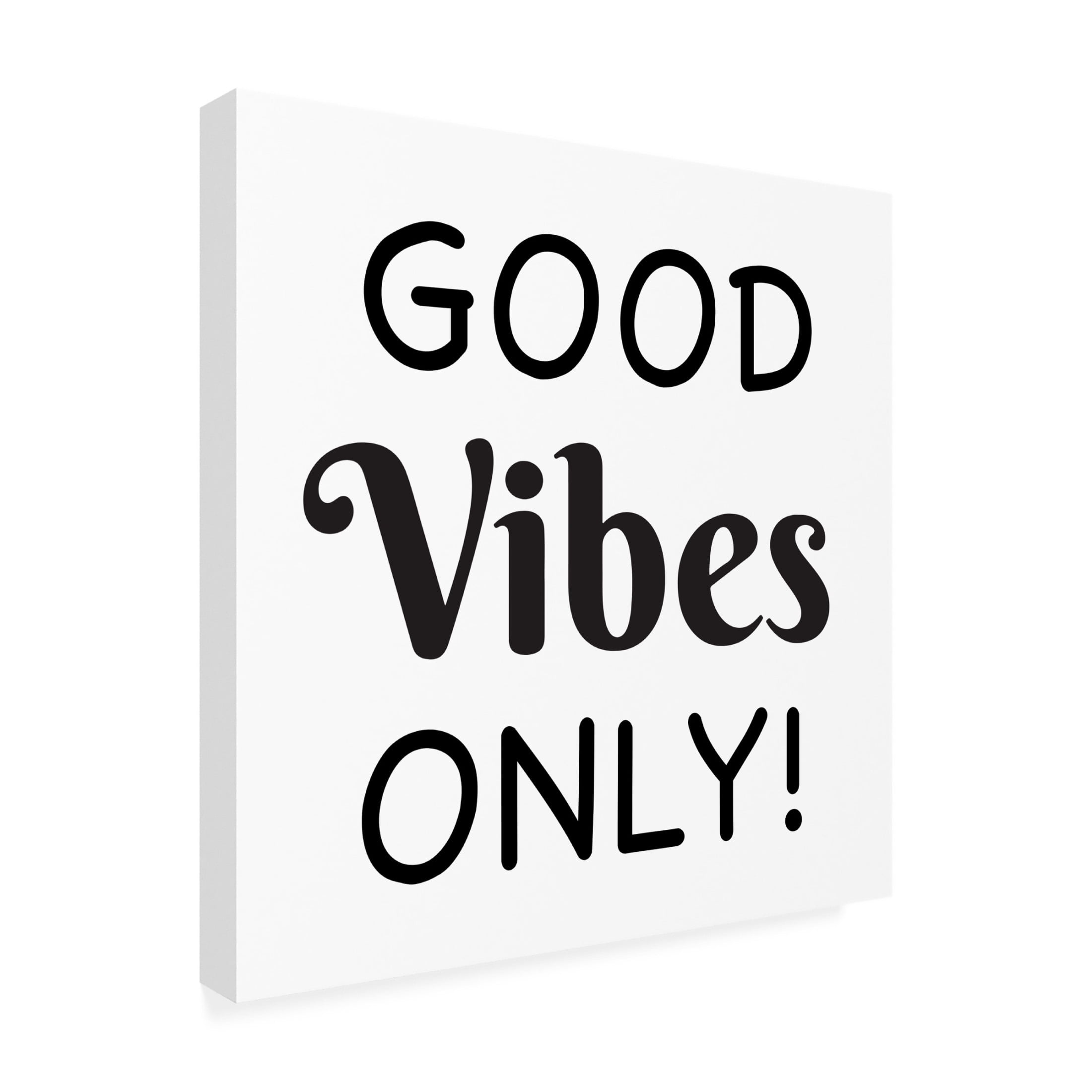 Canvas Wall Art - Jean Plout 'Good Vibes Typography A' Wall Art for Living Room, Bedroom, or Office Décor by Trademark Fine Art - 14 x 14 Inches