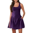 thumbnail image 2 of BEFOKA Robe Grande Taille pour Femmes, Robe d'Été en Liquidation pour Femmes, Robe Décontractée avec Poches, Robe d'Été Unie à Col Mini Robes, 2 of 5