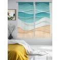 thumbnail image 3 of Turquoise Sheer Curtains 72 Inch Length 2 Panels Set for Living Room/Bedroom, Ocean Wave Stripes Modern Abstract Beach Semi Curtain Sheers Drapes Rod Pocket Curtains Window Treatment Set 52''x72''x2, 3 of 7