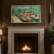 Elecsung 43 Smart Mirror TV webOS LG, Champagne Gold Frame, Waterproof, ATSC, Fireplace & Kitchen Wall-Mount Smart Gallery Display