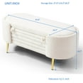 thumbnail image 7 of Pouseayar End of Bed Storage Bench, 47" Upholstered Comfy Sherpa Fabric Ottoman Bench with Storage, Entryway Bench Seat for Bedroom, White, 7 of 7