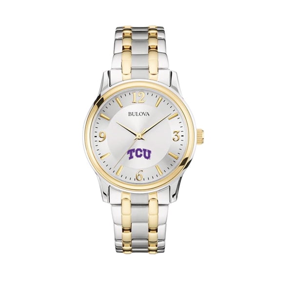 Bulova Silver/Gold TCU Horned Frogs Classic Two-Tone Round Watch