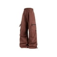 thumbnail image 4 of RongHuan Womens Windbreaker Pants Loose Fit Wide Leg Cargo Pants High Waist Pants with Pockets Casual Outdoor Hiking Pants, 4 of 5