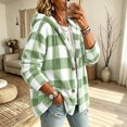 thumbnail image 4 of Admvng Women's Checkered Jacket Hooded Long Sleeve Casual Warm Outerwear, 4 of 9