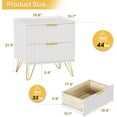 thumbnail image 3 of White Nightstand Set of 2, Modern Night Stand Bedside Table with 2 Storage Drawer, Bed Side End Table with Golden Handles and Legs for Bedroom, White, 3 of 8