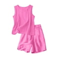 thumbnail image 4 of UACY Girls Linen Set 2 Piece Outfits Sleeveless Camisole Elastic Waist Knee Wide Leg Shorts Summer Outfit (Hot Pink, 5-6 Years), 4 of 7