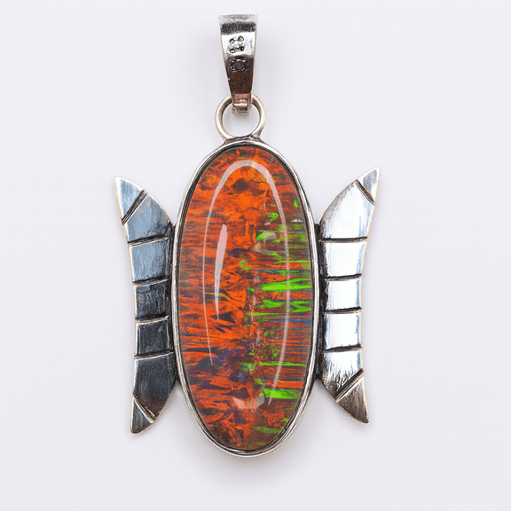 Brazilian Natural Opal 36 Ct 925 Sterling Silver CERTIFIED Oval Gems Pendant