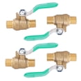 thumbnail image 3 of Válvula de bola de 1/4 pulg., 4 unidades, gruesa, doble rosca externa, latón, interruptor de cierre de drenaje, tubería de agua, sistema de plomería, 3 of 14