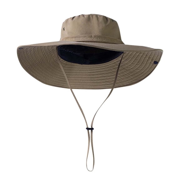 Jessboyy Wide Brim Sun Hats for Men Foldable Hiking Bucket Hat Breathable Adjustable Summer UV Protection Outdoor Hiking Hats Khaki