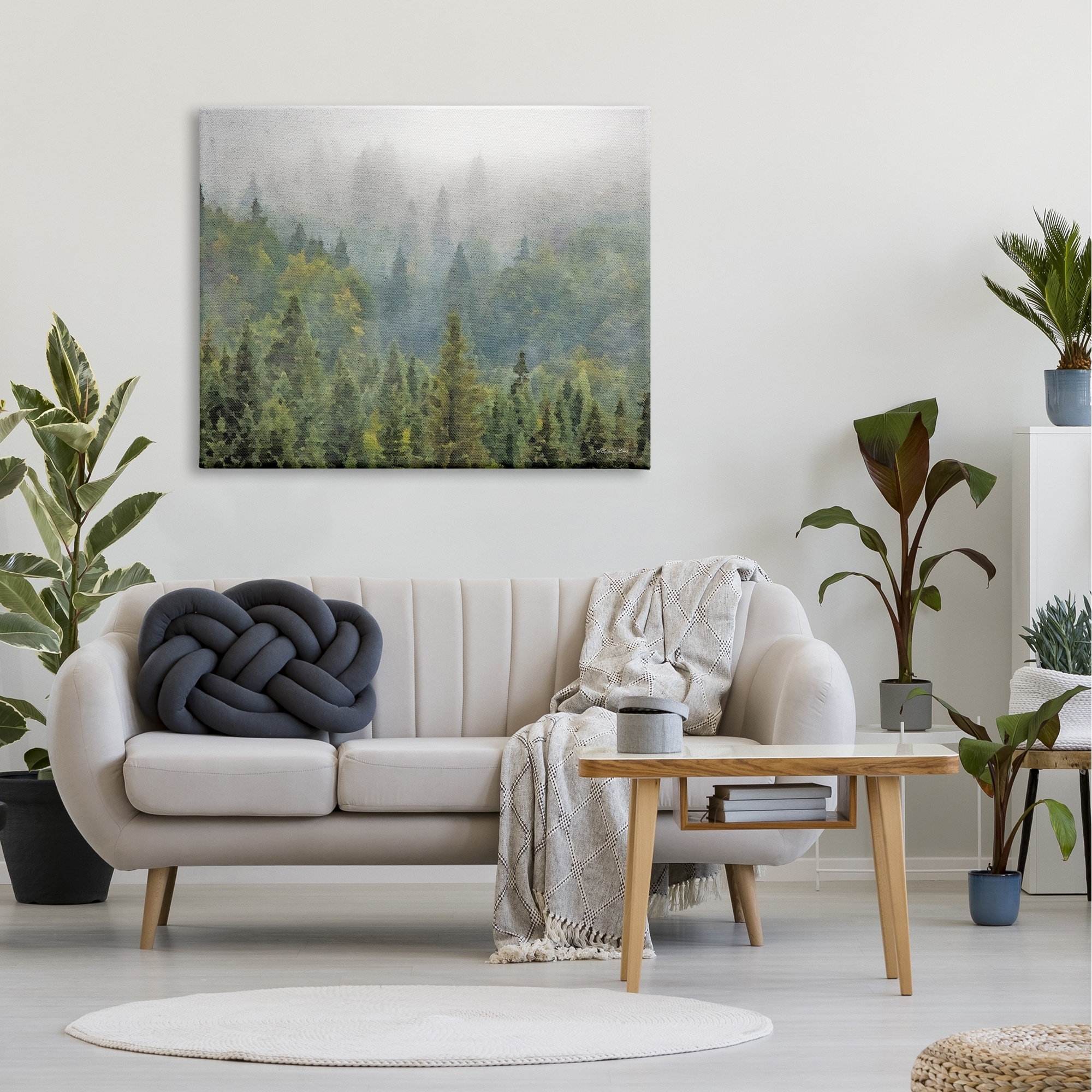 Stupell Industries Foggy Pine Forest Quiet Mountain Woods Atmospheric Painting,48 x 36, Design by Sn Ball