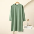 thumbnail image 2 of Ashirexll Sleep Shirts for Women, Nightgowns for Women, Solid Color Round Neck Long Sleeve Loose Mid Calf Long Nightshirt, 2 of 7