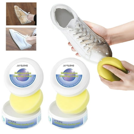 

Nrmrqz New Multi-functional Cleaning And Stain Removal Cream White Shoe Cleaning Cream With Sponge Shoes Decontaminate Solid Paste With Sponge