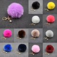 thumbnail image 2 of Colorful Faux Rabbit Fur Ball Pompom Keychain Phone Handbag Charm Pendant for Women Black, 2 of 4