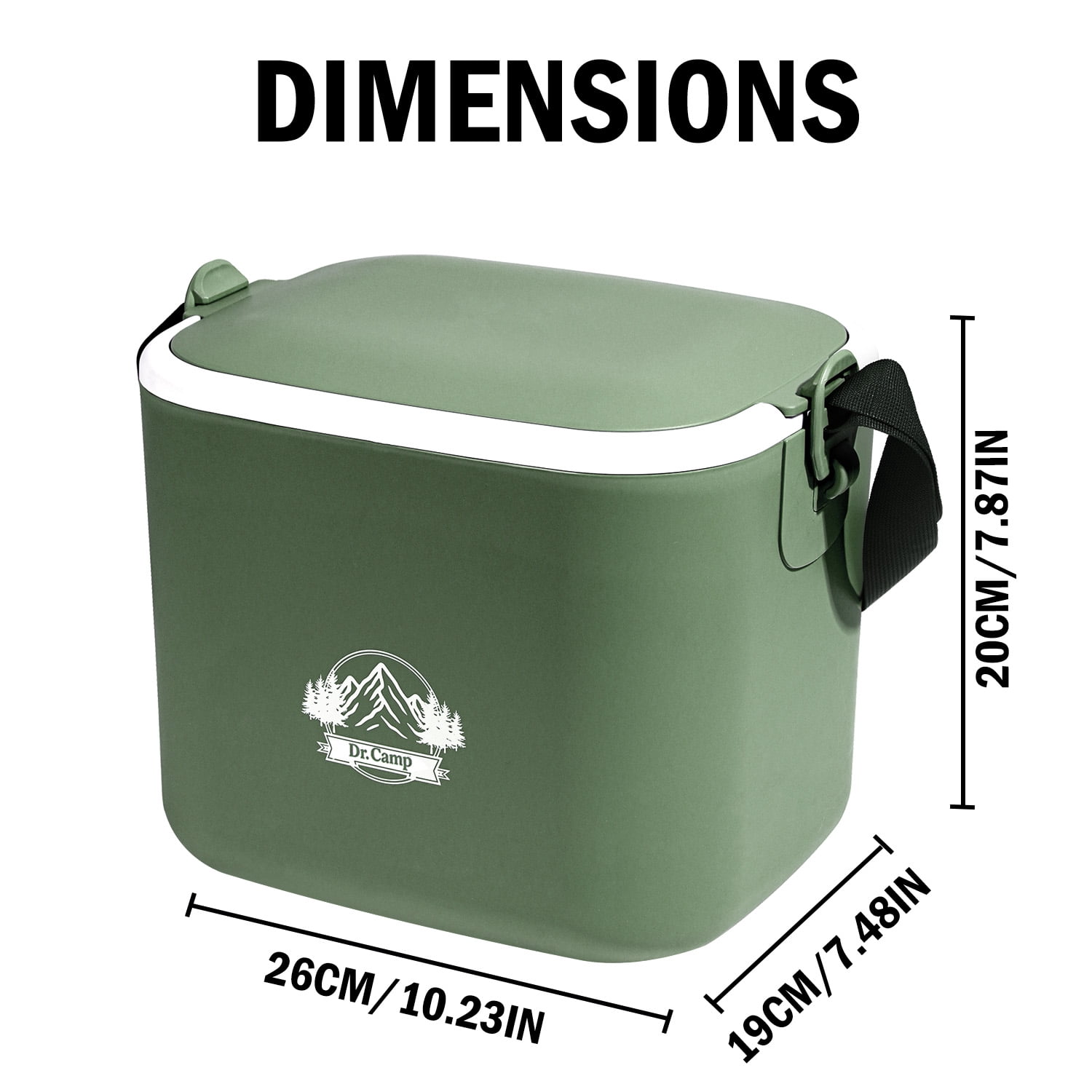 Vivicreate Portable Insulated Cooler Box with Adjustable Shoulder Strap, Small Hard Ice Chest for Camping, Picnic, Beach, Travel, Outdoor Food and Drink Storage