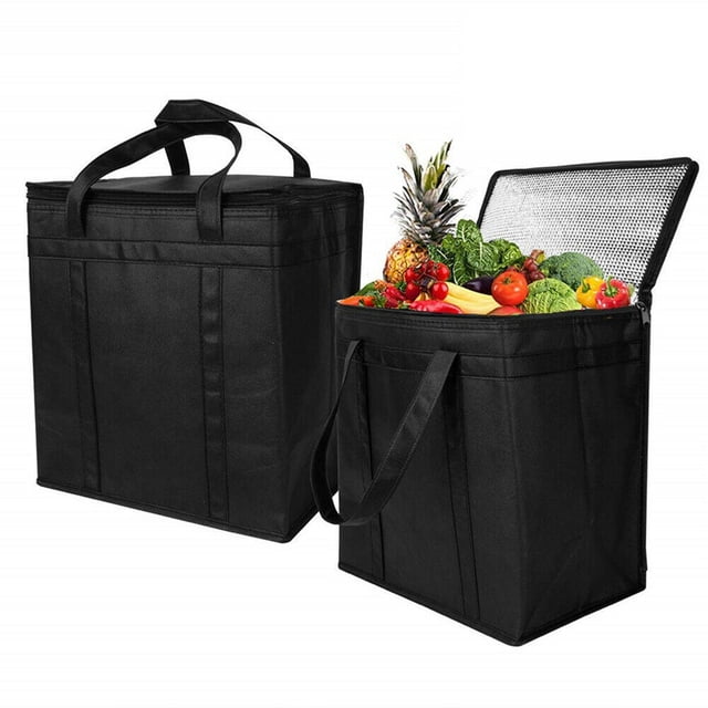 4 Pack Insulated Reusable Grocery Bag Food Delivery Bag with Dual Zipper