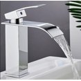 thumbnail image 2 of Waterfall Bathroom Faucet Brass Sink Faucet Modern Design Chrome Two Way Faucet, 2 of 4